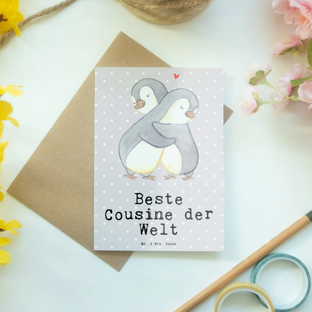 Grußkarte Pinguin Beste Cousine der Welt Grußkarte, Klappkarte, Einladungskarte, Glückwunschkarte, Hochzeitskarte, Geburtstagskarte, Karte, Ansichtskarten, für, Dankeschön, Geschenk, Schenken, Geburtstag, Geburtstagsgeschenk, Geschenkidee, Danke, Bedanken, Mitbringsel, Freude machen, Geschenktipp, Cousine, Kusine, Kousine, Cousinchen, Tochter von Onkel, Tochter von Tante, Familie, Verwandtschaft, Cousin