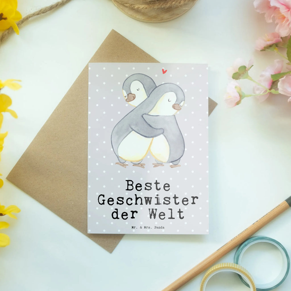 Grußkarte Pinguin Beste Geschwister der Welt Grußkarte, Klappkarte, Einladungskarte, Glückwunschkarte, Hochzeitskarte, Geburtstagskarte, Karte, Ansichtskarten, für, Dankeschön, Geschenk, Schenken, Geburtstag, Geburtstagsgeschenk, Geschenkidee, Danke, Bedanken, Mitbringsel, Freude machen, Geschenktipp, Geschwister, Geschwisterchen, Bruder, Schwester, Schwestern, Brüder, Familie, Nachwuchs