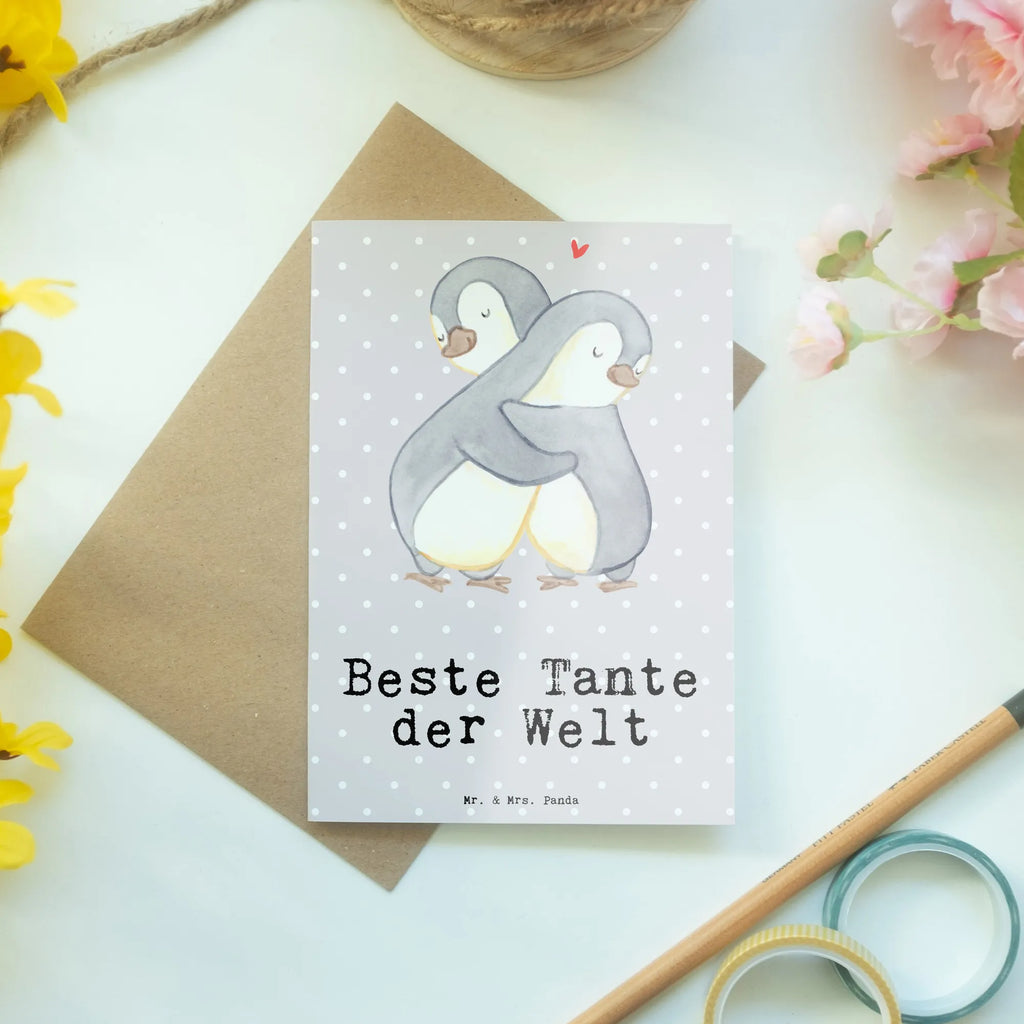 Grußkarte Pinguin Beste Tante der Welt Grußkarte, Klappkarte, Einladungskarte, Glückwunschkarte, Hochzeitskarte, Geburtstagskarte, Karte, Ansichtskarten, für, Dankeschön, Geschenk, Schenken, Geburtstag, Geburtstagsgeschenk, Geschenkidee, Danke, Bedanken, Mitbringsel, Freude machen, Geschenktipp, Tante, Patentante, Paten Tante, Lieblingstante, Taufpartner, Taufe, Familie, Kleinigkeit, Nichte, Neffe