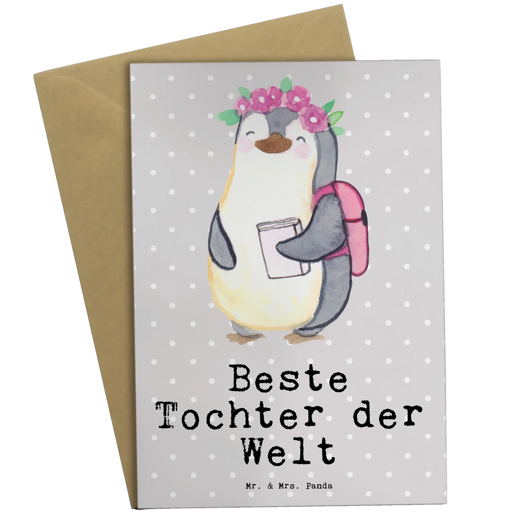 Grußkarte Pinguin Beste Tochter der Welt Grußkarte, Klappkarte, Einladungskarte, Glückwunschkarte, Hochzeitskarte, Geburtstagskarte, Karte, Ansichtskarten, für, Dankeschön, Geschenk, Schenken, Geburtstag, Geburtstagsgeschenk, Geschenkidee, Danke, Bedanken, Mitbringsel, Freude machen, Geschenktipp, Tochter, Töchter, Töchterchen, Geburt, Kleine, Mutter, Vater, Kind, Kinder, Familie, Belohnung