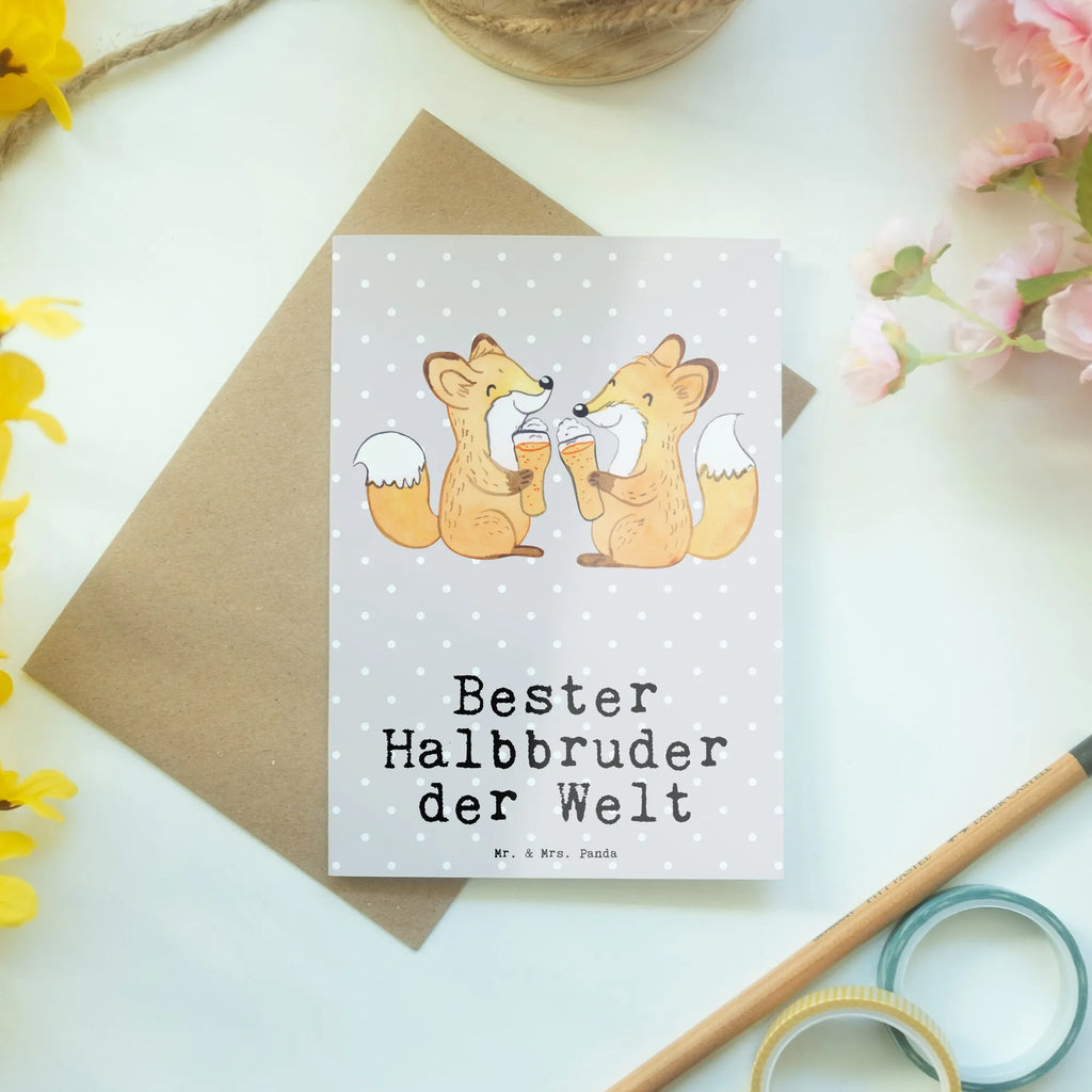 Grußkarte Fuchs Bester Halbbruder der Welt Grußkarte, Klappkarte, Einladungskarte, Glückwunschkarte, Hochzeitskarte, Geburtstagskarte, Karte, Ansichtskarten, für, Dankeschön, Geschenk, Schenken, Geburtstag, Geburtstagsgeschenk, Geschenkidee, Danke, Bedanken, Mitbringsel, Freude machen, Geschenktipp, Halbbruder, Stiefbruder, Stief, Stiefgeschwister, Bruder, Brudi, Geschwister, Bruderherz, Schwester, Familie, Kleinigkeit, Brother, Bester, Sohn