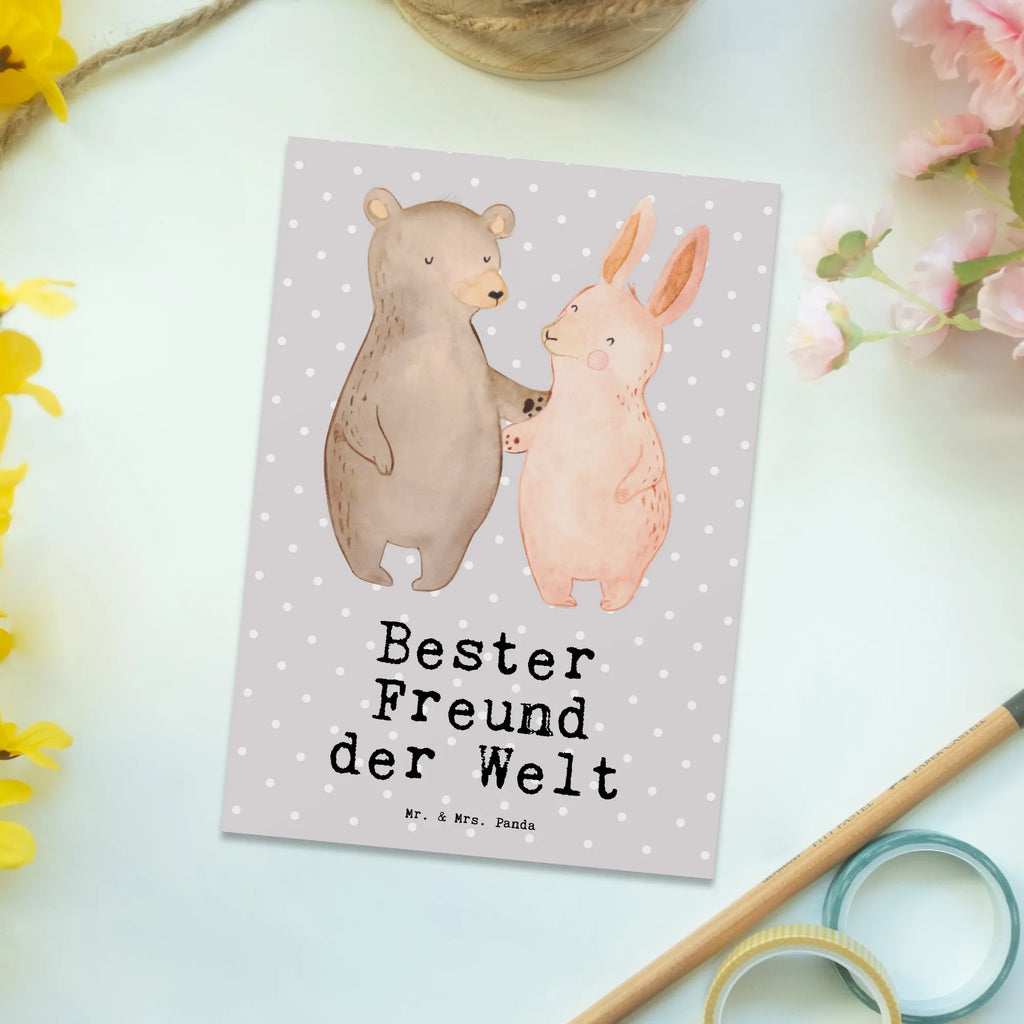 Postkarte Hase Bester Freund der Welt Postkarte, Karte, Geschenkkarte, Grußkarte, Einladung, Ansichtskarte, Geburtstagskarte, Einladungskarte, Dankeskarte, Ansichtskarten, Einladung Geburtstag, Einladungskarten Geburtstag, für, Dankeschön, Geschenk, Schenken, Geburtstag, Geburtstagsgeschenk, Geschenkidee, Danke, Bedanken, Mitbringsel, Freude machen, Geschenktipp, Freund, Mann, Ehemann, Kumpel, Bro, Lebensgefährte, Partner, Lieblingsmensch, Liebe, Herz, Love