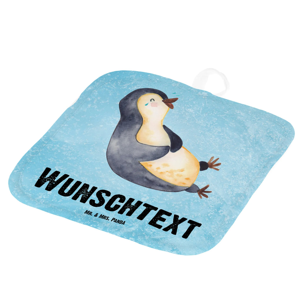 Personalisierte Topflappen Pinguin lachend Topflappen personalisiert, Personalisierte Topfuntersetzer, Personalisierter Ofenhandschuh, Topflappen Set personalisiert, Topflappen mit Namen, Namensaufdruck, Pinguin, Pinguine, lustiger Spruch, Optimismus, Fröhlich, Lachen, Humor, Fröhlichkeit