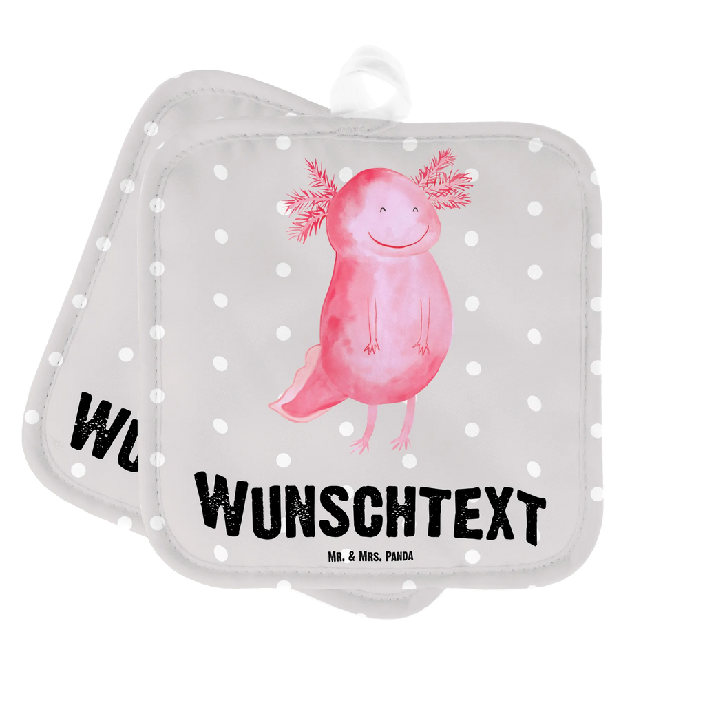 Personalisierte Topflappen Axolotl glücklich Topflappen personalisiert, Personalisierte Topfuntersetzer, Personalisierter Ofenhandschuh, Topflappen Set personalisiert, Topflappen mit Namen, Namensaufdruck, Axolotl, Molch, Axolot, Schwanzlurch, Lurch, Lurche, Motivation, gute Laune