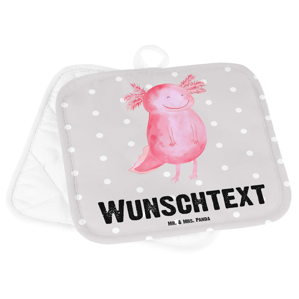 Personalisierte Topflappen Axolotl glücklich Topflappen personalisiert, Personalisierte Topfuntersetzer, Personalisierter Ofenhandschuh, Topflappen Set personalisiert, Topflappen mit Namen, Namensaufdruck, Axolotl, Molch, Axolot, Schwanzlurch, Lurch, Lurche, Motivation, gute Laune