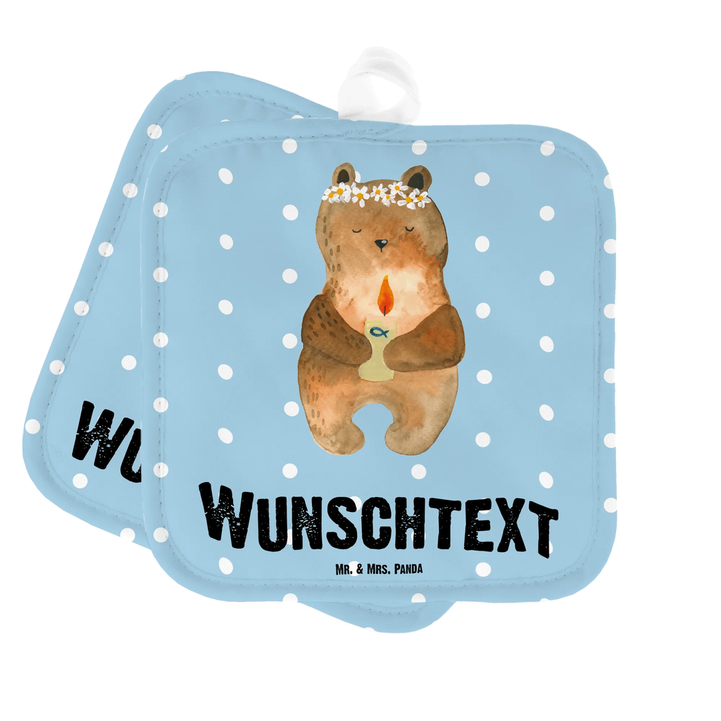 Personalisierte Topflappen Kommunion-Bär Topflappen personalisiert, Personalisierte Topfuntersetzer, Personalisierter Ofenhandschuh, Topflappen Set personalisiert, Topflappen mit Namen, Namensaufdruck, Bär, Teddy, Teddybär, Kommunion, Gottes Segen, Taufkerze, katholisch