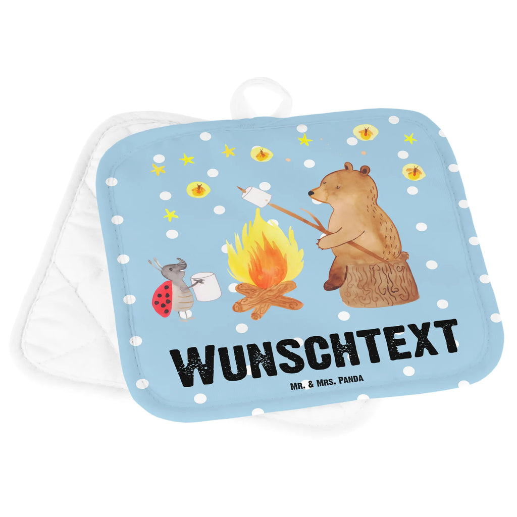 Personalisierte Topflappen Bär & Marienkäfer Lagerfeuer Topflappen personalisiert, Personalisierte Topfuntersetzer, Personalisierter Ofenhandschuh, Topflappen Set personalisiert, Topflappen mit Namen, Namensaufdruck, Bär, Teddy, Teddybär, Lagerfeuer