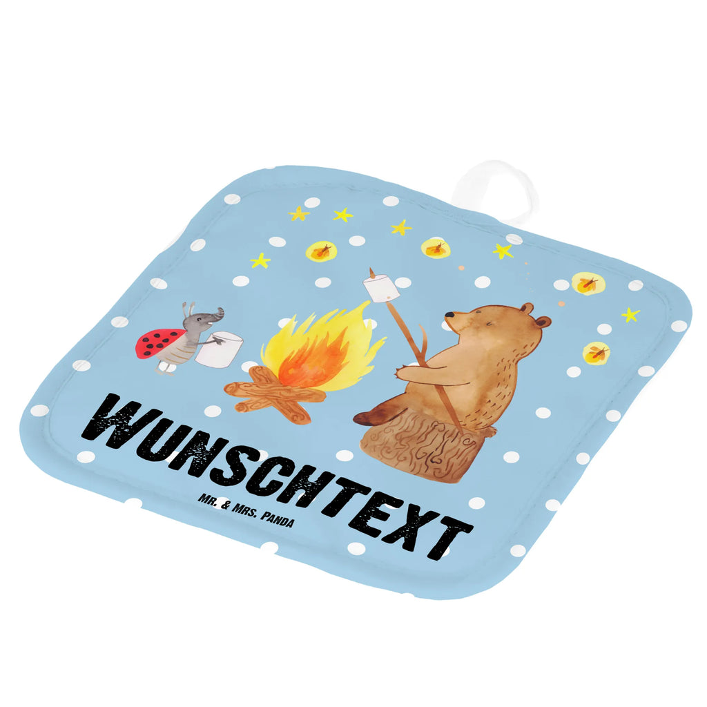 Personalisierte Topflappen Bär & Marienkäfer Lagerfeuer Topflappen personalisiert, Personalisierte Topfuntersetzer, Personalisierter Ofenhandschuh, Topflappen Set personalisiert, Topflappen mit Namen, Namensaufdruck, Bär, Teddy, Teddybär, Lagerfeuer