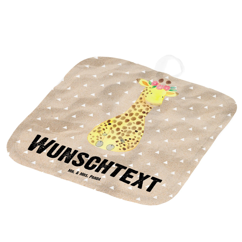 Personalisierte Topflappen Giraffe Blumenkranz Topflappen personalisiert, Personalisierte Topfuntersetzer, Personalisierter Ofenhandschuh, Topflappen Set personalisiert, Topflappen mit Namen, Namensaufdruck, Afrika, Wildtiere, Giraffe, Blumenkranz, Abenteurer, Selbstliebe, Freundin