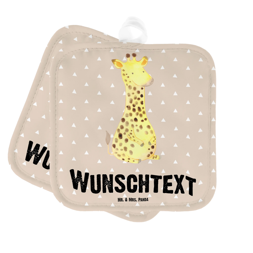 Personalisierte Topflappen Giraffe Zufrieden Topflappen personalisiert, Personalisierte Topfuntersetzer, Personalisierter Ofenhandschuh, Topflappen Set personalisiert, Topflappen mit Namen, Namensaufdruck, Afrika, Wildtiere, Giraffe, Zufrieden, Glück, Abenteuer