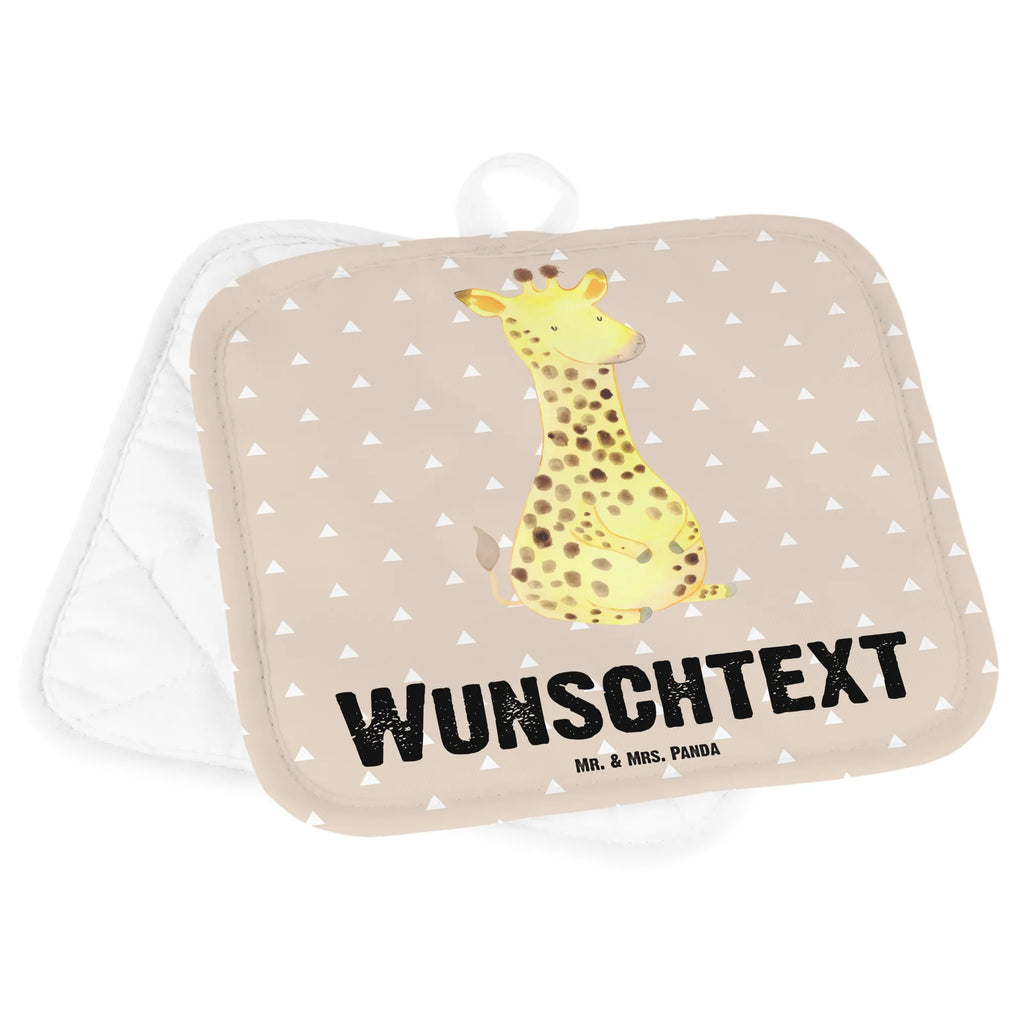 Personalisierte Topflappen Giraffe Zufrieden Topflappen personalisiert, Personalisierte Topfuntersetzer, Personalisierter Ofenhandschuh, Topflappen Set personalisiert, Topflappen mit Namen, Namensaufdruck, Afrika, Wildtiere, Giraffe, Zufrieden, Glück, Abenteuer