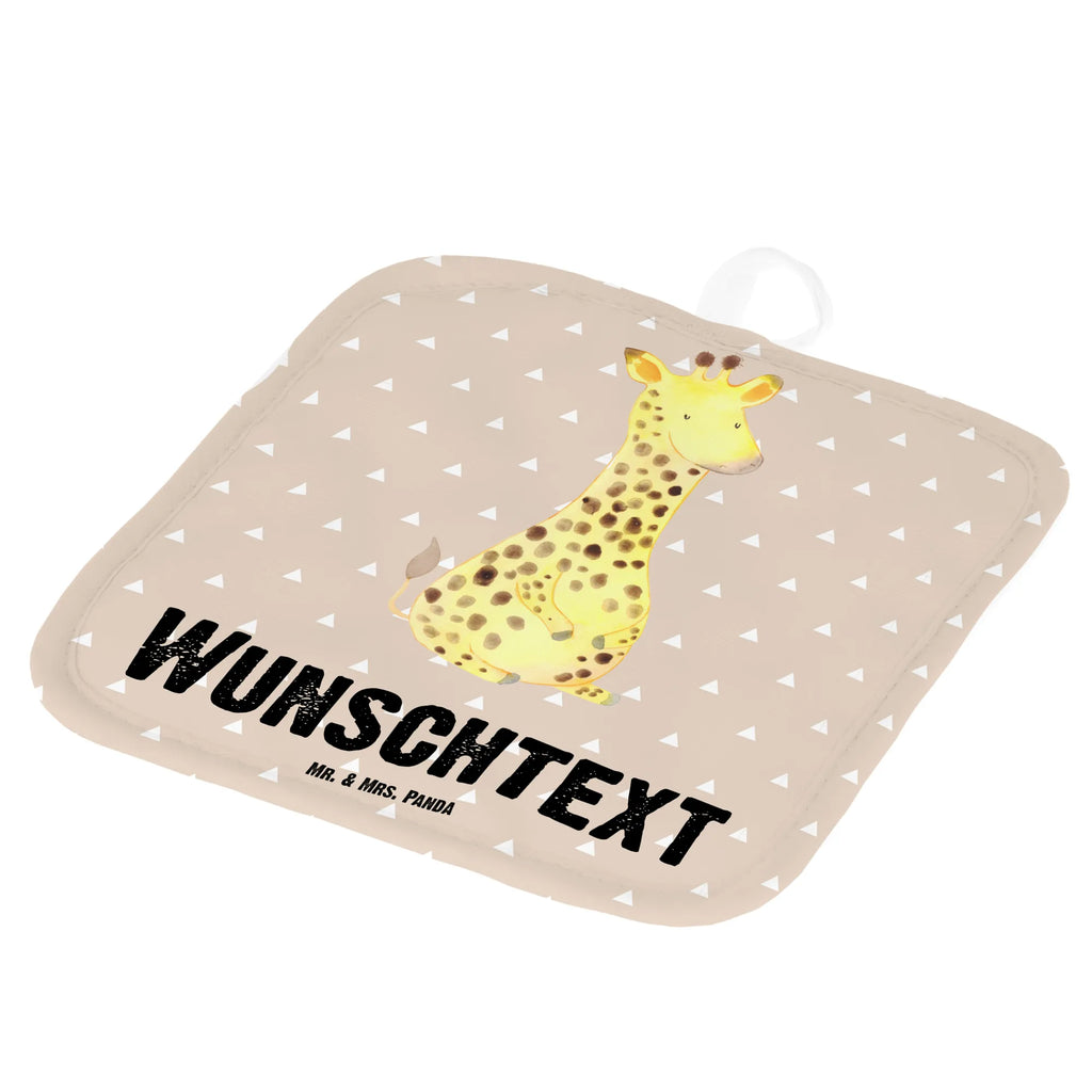 Personalisierte Topflappen Giraffe Zufrieden Topflappen personalisiert, Personalisierte Topfuntersetzer, Personalisierter Ofenhandschuh, Topflappen Set personalisiert, Topflappen mit Namen, Namensaufdruck, Afrika, Wildtiere, Giraffe, Zufrieden, Glück, Abenteuer