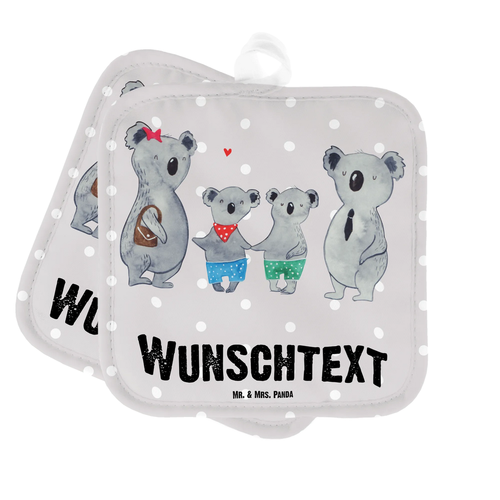 Personalisierte Topflappen Koala Familie zwei Topflappen personalisiert, Personalisierte Topfuntersetzer, Personalisierter Ofenhandschuh, Topflappen Set personalisiert, Topflappen mit Namen, Namensaufdruck, Familie, Vatertag, Muttertag, Bruder, Schwester, Mama, Papa, Oma, Opa, Koala, Koalabär, beste Familie, Familienzeit, Familienleben, Koalafamilie, Lieblingsfamilie