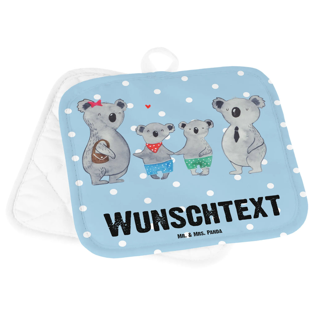 Personalisierte Topflappen Koala Familie zwei Topflappen personalisiert, Personalisierte Topfuntersetzer, Personalisierter Ofenhandschuh, Topflappen Set personalisiert, Topflappen mit Namen, Namensaufdruck, Familie, Vatertag, Muttertag, Bruder, Schwester, Mama, Papa, Oma, Opa, Koala, Koalabär, beste Familie, Familienzeit, Familienleben, Koalafamilie, Lieblingsfamilie