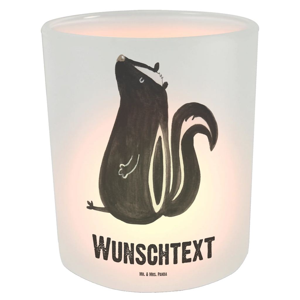 Personalisiertes Windlicht Stinktier sitzend Personalisiertes Windlicht, Personalisiertes Windlicht Glas, Personalisiertes Teelichtglas, Personalisierter Teelichthalter, Personalisiertes Kerzenglas, Personalisierte Kerze, Personalisiertes Teelicht, Windlicht mit Namen, Windlicht Glas mit Namen, Teelichtglas mit Namen, Teelichthalter mit Namen, Teelichter mit Namen, Kerzenglas mit Namen, Kerze mit Namen, Teelicht mit Namen, Namenspersonalisierung, Name, selbst gestalten, Wunschtext, Bedrucken, Stinktier, Skunk, Wildtier, Raubtier, Stinker, Stinki, Spruch, Büro, Recht, Besserwisser