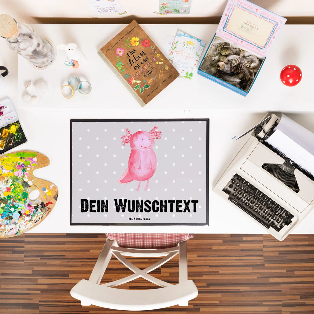 Personalisierte Schreibtischunterlage Axolotl glücklich Personalisierte Schreibunterlage, Personalisierte Schreibtischauflage, Personalisierte Schreibtisch Unterlagen, Schreibunterlage mit Namen, Schreibtischauflage mit Namen, Schreibtisch Unterlagen mit Namen, Selbst gestalten, Namensaufdruck, Namenspersonalisierung, Axolotl, Molch, Axolot, Schwanzlurch, Lurch, Lurche, Motivation, gute Laune