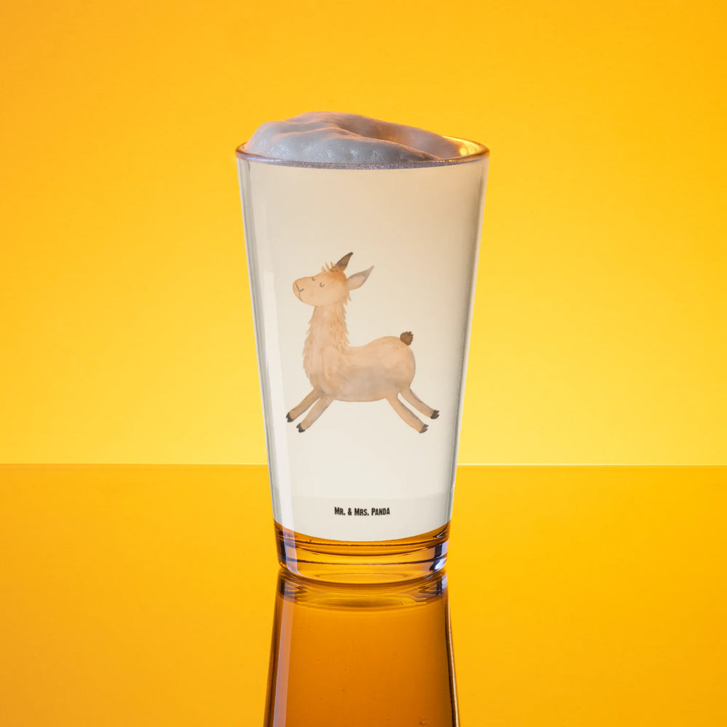 Premium Trinkglas Lama springend Trinkglas, Glas, Pint Glas, Bierglas, Cocktail Glas, Wasserglas, Lama, Alpaka, Lamas, Lieblingstag, Happy day, fröhlich, Glück, Freundin, Liebeskummer, Neustart, guten Morgen, Start, Prüfung, Abitur