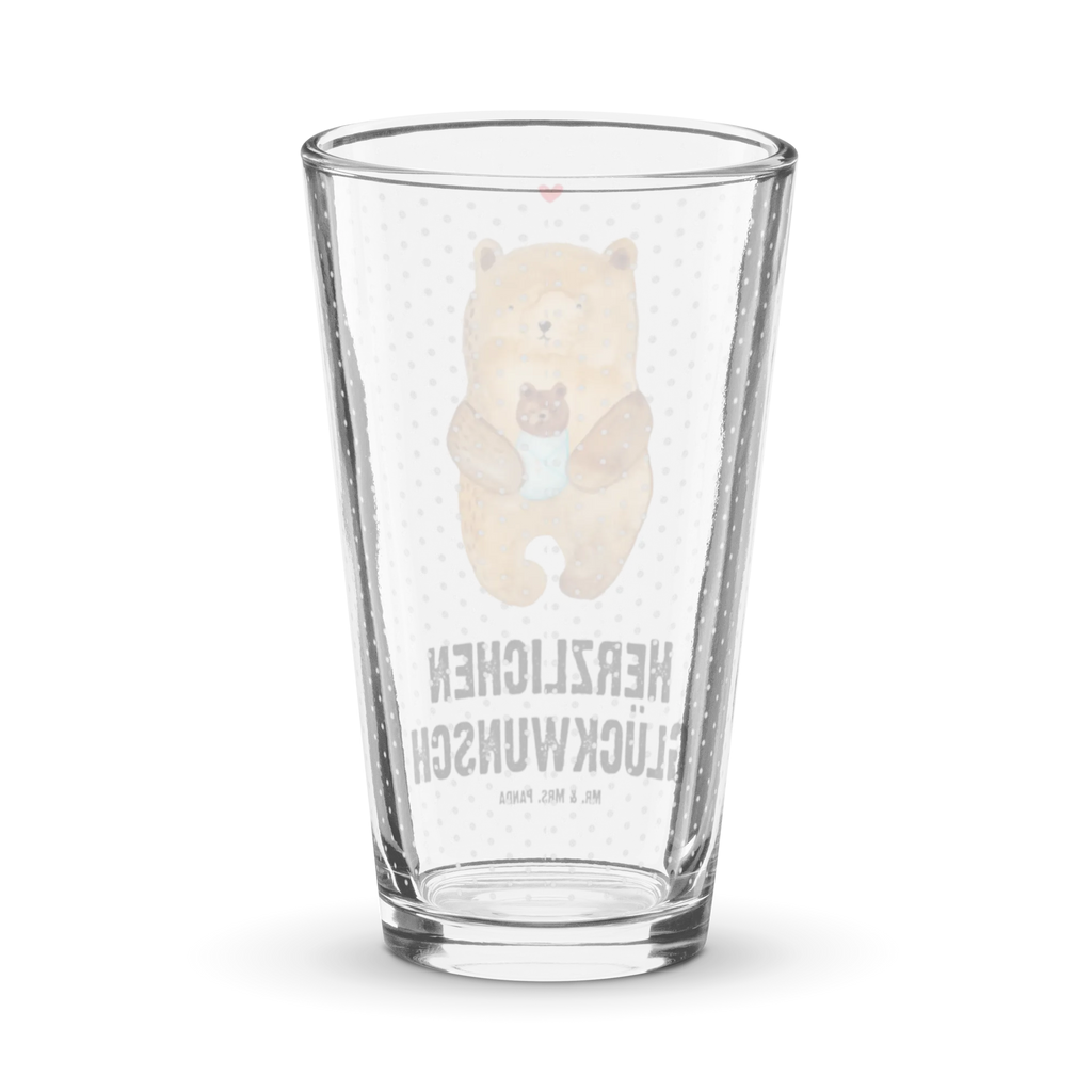 Premium Trinkglas Bär mit Baby Trinkglas, Glas, Pint Glas, Bierglas, Cocktail Glas, Wasserglas, Bär, Teddy, Teddybär, Eltern, Mutter, Baby, Taufe, Geburt, Nichte, Neffe, Enkel, Enkelin, Täufling, Geburtstag, Glückwunsch