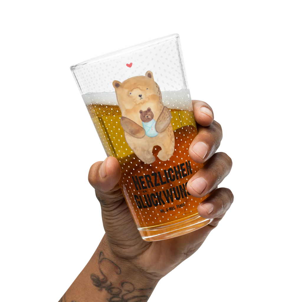 Premium Trinkglas Bär mit Baby Trinkglas, Glas, Pint Glas, Bierglas, Cocktail Glas, Wasserglas, Bär, Teddy, Teddybär, Eltern, Mutter, Baby, Taufe, Geburt, Nichte, Neffe, Enkel, Enkelin, Täufling, Geburtstag, Glückwunsch