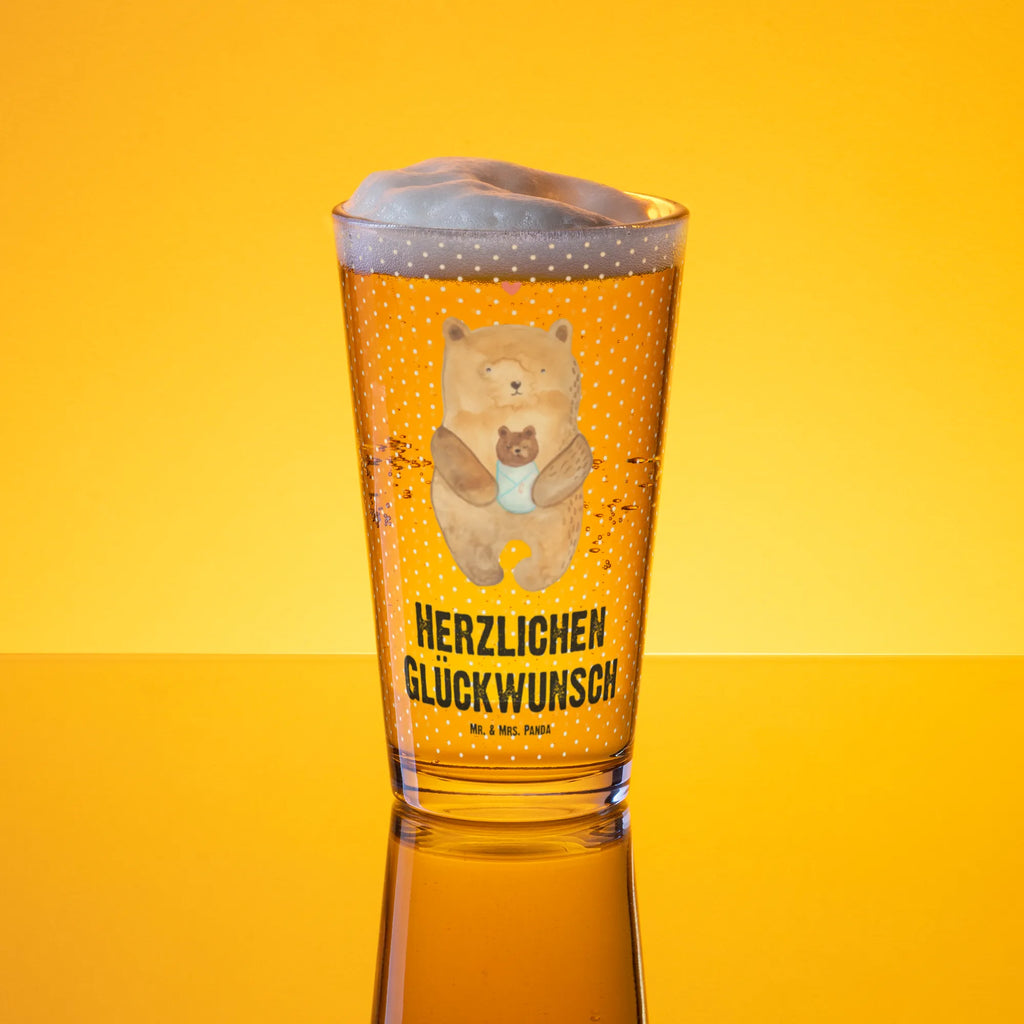 Premium Trinkglas Bär mit Baby Trinkglas, Glas, Pint Glas, Bierglas, Cocktail Glas, Wasserglas, Bär, Teddy, Teddybär, Eltern, Mutter, Baby, Taufe, Geburt, Nichte, Neffe, Enkel, Enkelin, Täufling, Geburtstag, Glückwunsch