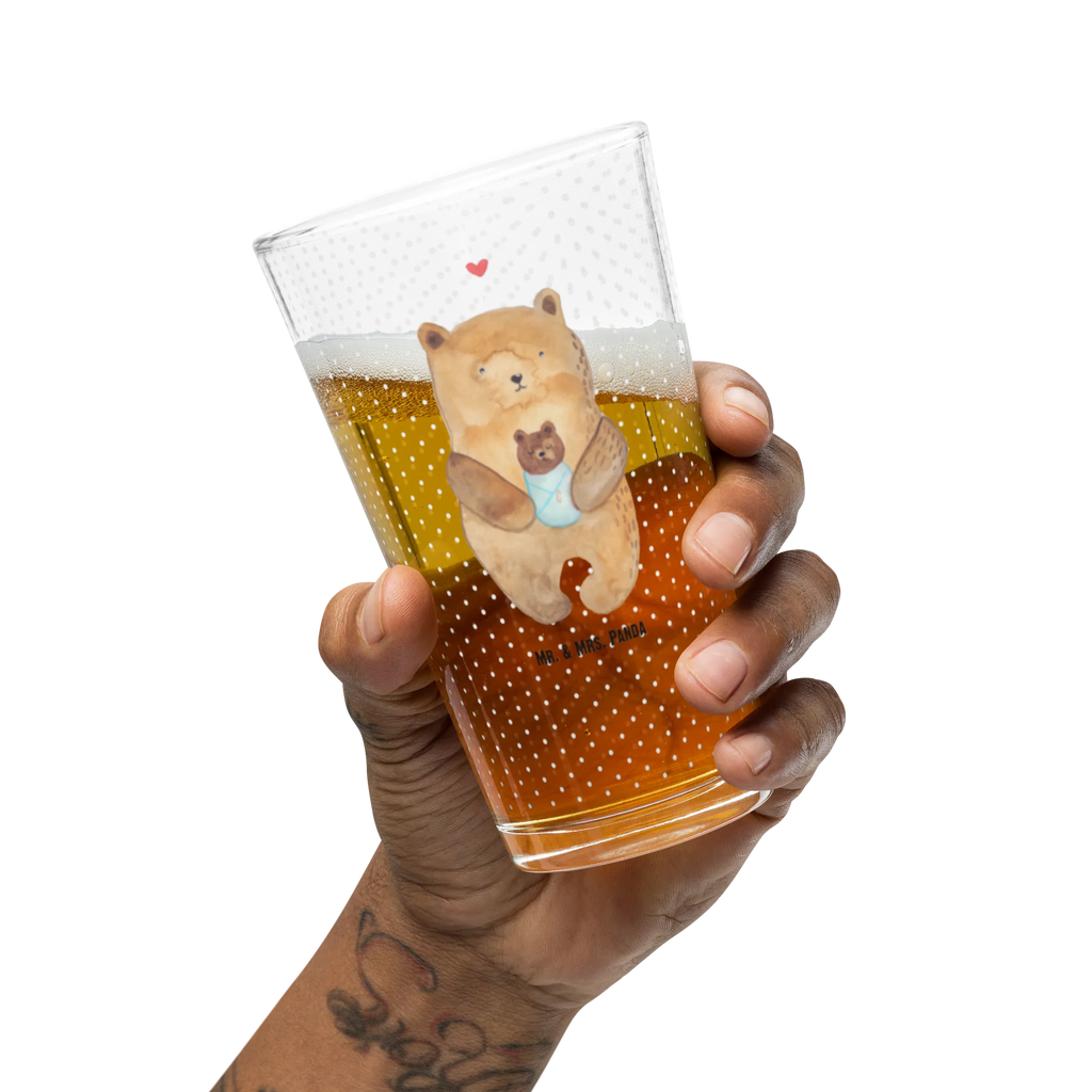 Premium Trinkglas Bär mit Baby Trinkglas, Glas, Pint Glas, Bierglas, Cocktail Glas, Wasserglas, Bär, Teddy, Teddybär, Eltern, Mutter, Baby, Taufe, Geburt, Nichte, Neffe, Enkel, Enkelin, Täufling, Geburtstag, Glückwunsch