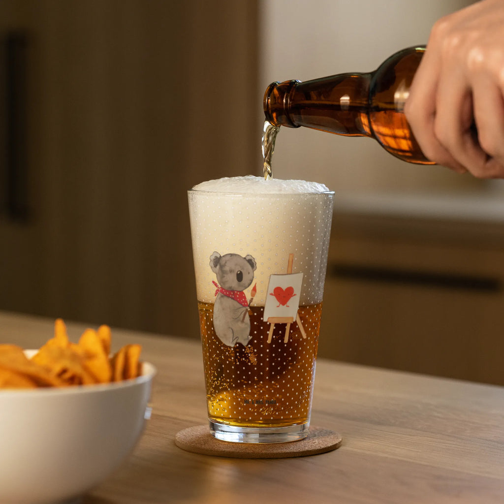 Premium Trinkglas Koala Künstler Trinkglas, Glas, Pint Glas, Bierglas, Cocktail Glas, Wasserglas, Koala, Koalabär, Liebe, Liebensbeweis, Liebesgeschenk, Gefühle, Künstler, zeichnen