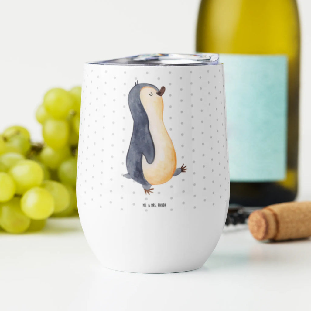 Weinbecher Pinguin marschierend Weinbecher, Glühwein Becher, Heißgetränke, Trinkbecher, Weinkelch, Weingläser, hochwertiger Weinbecher, Weinbecher Reisen, Weinbecher unterwegs, Thermobecher, Glühweinbecher, Pinguin, Pinguine, Frühaufsteher, Langschläfer, Bruder, Schwester, Familie