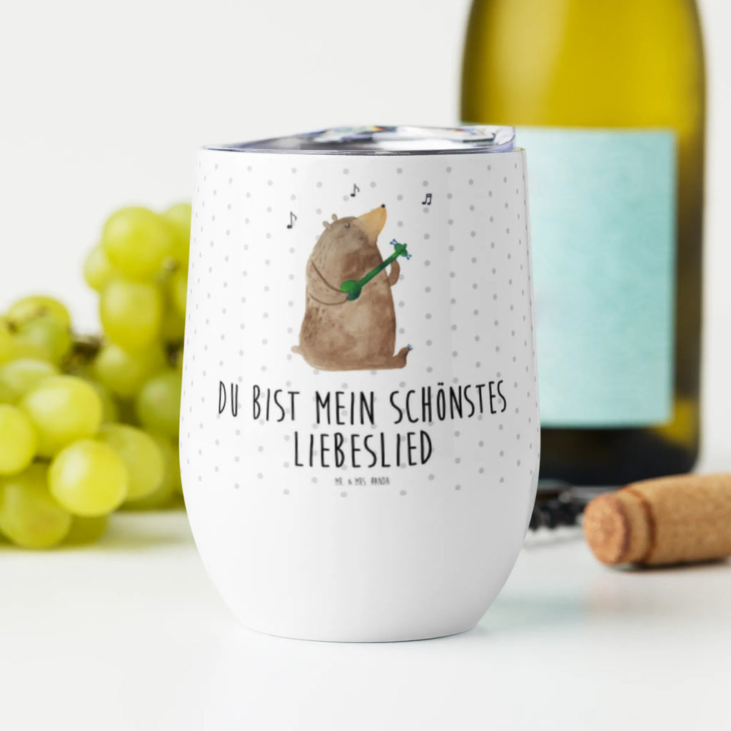 Weinbecher Bär Lied Weinbecher, Glühwein Becher, Heißgetränke, Trinkbecher, Weinkelch, Weingläser, hochwertiger Weinbecher, Weinbecher Reisen, Weinbecher unterwegs, Thermobecher, Glühweinbecher, Bär, Teddy, Teddybär, Bärchen, Bear, Liebeslied, Lied, Song, Valentinstag, Valentine, Geschenk, Partner, Liebe, Freundin, Frau, Herz, Spruch