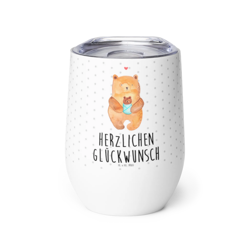 Weinbecher Bär mit Baby Weinbecher, Glühwein Becher, Heißgetränke, Trinkbecher, Weinkelch, Weingläser, hochwertiger Weinbecher, Weinbecher Reisen, Weinbecher unterwegs, Thermobecher, Glühweinbecher, Bär, Teddy, Teddybär, Eltern, Mutter, Baby, Taufe, Geburt, Nichte, Neffe, Enkel, Enkelin, Täufling, Geburtstag, Glückwunsch