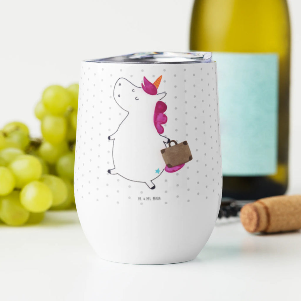 Weinbecher Einhorn Koffer Weinbecher, Glühwein Becher, Heißgetränke, Trinkbecher, Weinkelch, Weingläser, hochwertiger Weinbecher, Weinbecher Reisen, Weinbecher unterwegs, Thermobecher, Glühweinbecher, Einhorn, Einhörner, Einhorn Deko, Unicorn, unicorn, Koffer, Verreisen, Reise, Gepäck, Abenteuer, Erwachsen, Kind, albern, Spaß, lustig, witzig