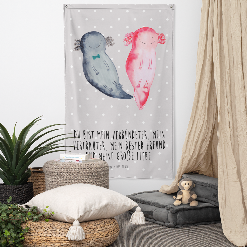 Wandteppich Axolotl Axel+Lotte Wandbehang, Dekoration, Boho, Wandteppich, Wandtuch, Wanddeko, Tapisserie, Tapestry, Wandbild, Textil-Kunst, Schmuck-Wandbehang, Wand Deko, Kinderzimmer, Kinderzimmer Wand, Kinderzimmer Deko, Kinderzimmer Wanddeko, Axolotl, Molch, Axolot, Schwanzlurch, Lurch, Lurche, Liebe, große Liebe, Liebesbeweis, Freund, Verlobter, Ehemann, Jahrestag, Valentinstag