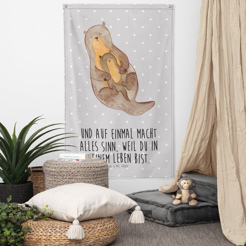 Wandteppich Otter mit Kind Wandbehang, Dekoration, Boho, Wandteppich, Wandtuch, Wanddeko, Tapisserie, Tapestry, Wandbild, Textil-Kunst, Schmuck-Wandbehang, Wand Deko, Kinderzimmer, Kinderzimmer Wand, Kinderzimmer Deko, Kinderzimmer Wanddeko, Otter, Fischotter, Seeotter, Otter Seeotter See Otter