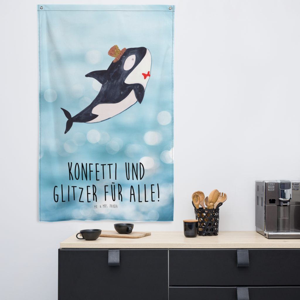 Wandteppich Orca Zylinder Wandbehang, Dekoration, Boho, Wandteppich, Wandtuch, Wanddeko, Tapisserie, Tapestry, Wandbild, Textil-Kunst, Schmuck-Wandbehang, Wand Deko, Kinderzimmer, Kinderzimmer Wand, Kinderzimmer Deko, Kinderzimmer Wanddeko, Meerestiere, Meer, Urlaub, Narwal, Glitter, Konfetti, Glitzer, Geburtstag, Feier, Fete, Fest, Glückwunsch, Orca