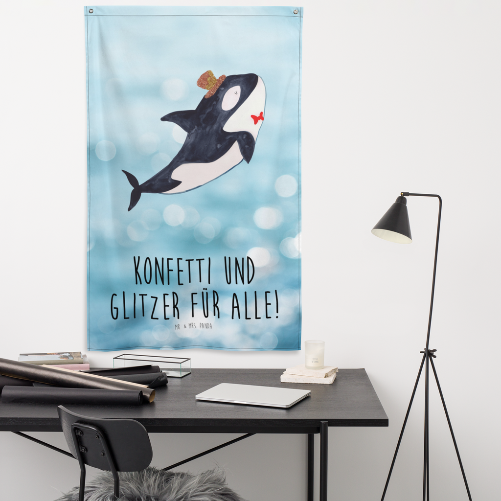 Wandteppich Orca Zylinder Wandbehang, Dekoration, Boho, Wandteppich, Wandtuch, Wanddeko, Tapisserie, Tapestry, Wandbild, Textil-Kunst, Schmuck-Wandbehang, Wand Deko, Kinderzimmer, Kinderzimmer Wand, Kinderzimmer Deko, Kinderzimmer Wanddeko, Meerestiere, Meer, Urlaub, Narwal, Glitter, Konfetti, Glitzer, Geburtstag, Feier, Fete, Fest, Glückwunsch, Orca