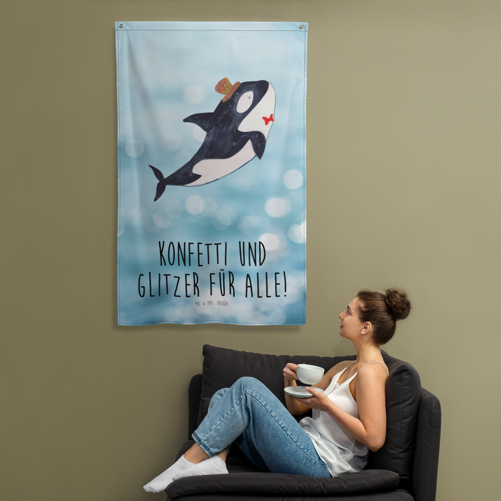 Wandteppich Orca Zylinder Wandbehang, Dekoration, Boho, Wandteppich, Wandtuch, Wanddeko, Tapisserie, Tapestry, Wandbild, Textil-Kunst, Schmuck-Wandbehang, Wand Deko, Kinderzimmer, Kinderzimmer Wand, Kinderzimmer Deko, Kinderzimmer Wanddeko, Meerestiere, Meer, Urlaub, Narwal, Glitter, Konfetti, Glitzer, Geburtstag, Feier, Fete, Fest, Glückwunsch, Orca