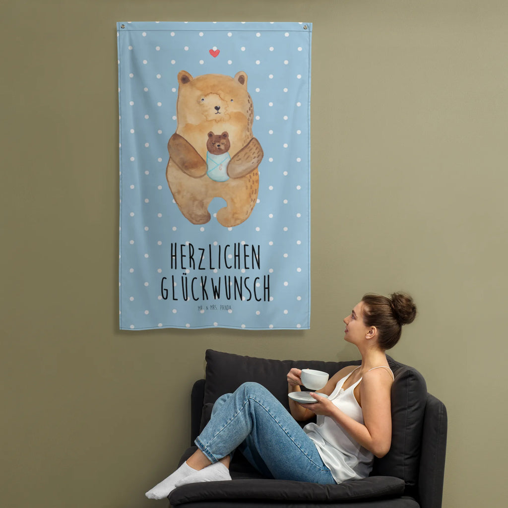 Wandteppich Bär mit Baby Wandbehang, Dekoration, Boho, Wandteppich, Wandtuch, Wanddeko, Tapisserie, Tapestry, Wandbild, Textil-Kunst, Schmuck-Wandbehang, Wand Deko, Kinderzimmer, Kinderzimmer Wand, Kinderzimmer Deko, Kinderzimmer Wanddeko, Bär, Teddy, Teddybär, Eltern, Mutter, Baby, Taufe, Geburt, Nichte, Neffe, Enkel, Enkelin, Täufling, Geburtstag, Glückwunsch