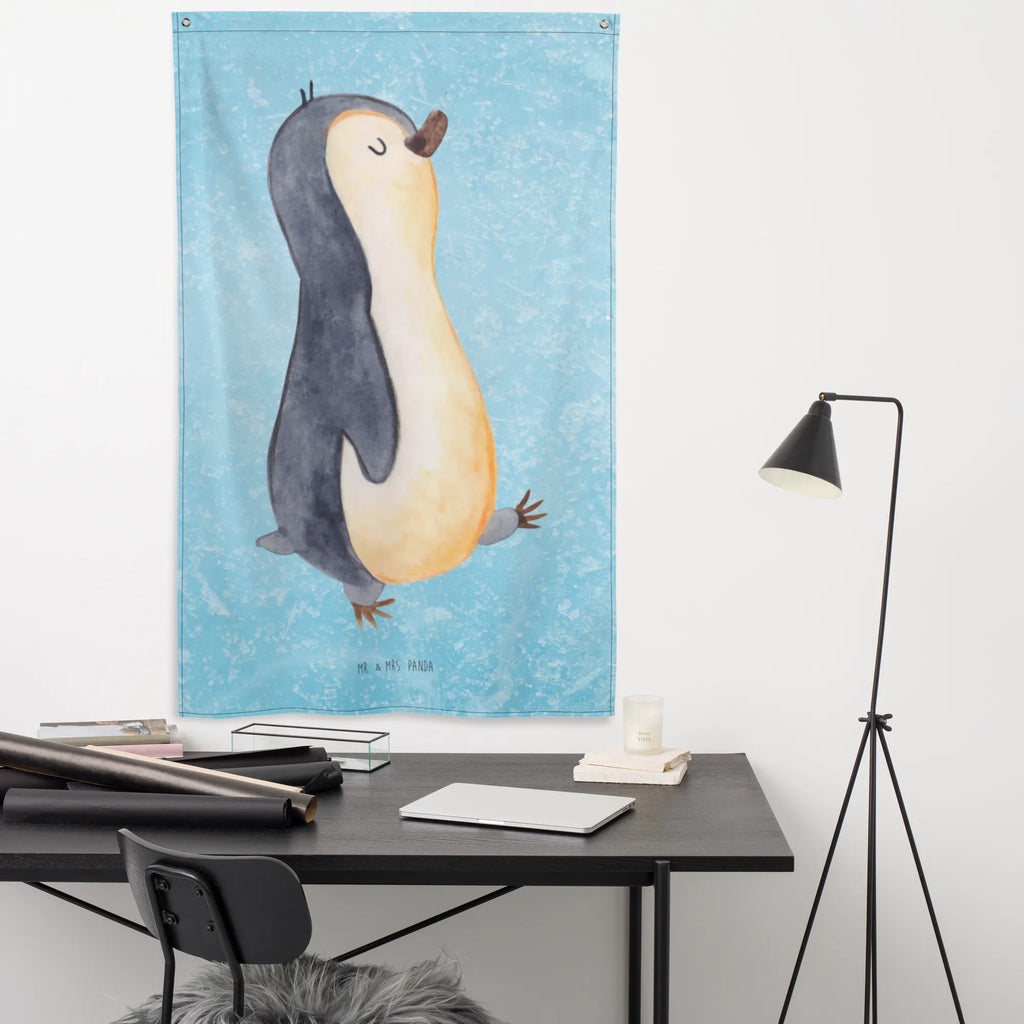 Wandteppich Pinguin marschierend Wandbehang, Dekoration, Boho, Wandteppich, Wandtuch, Wanddeko, Tapisserie, Tapestry, Wandbild, Textil-Kunst, Schmuck-Wandbehang, Wand Deko, Kinderzimmer, Kinderzimmer Wand, Kinderzimmer Deko, Kinderzimmer Wanddeko, Pinguin, Pinguine, Frühaufsteher, Langschläfer, Bruder, Schwester, Familie