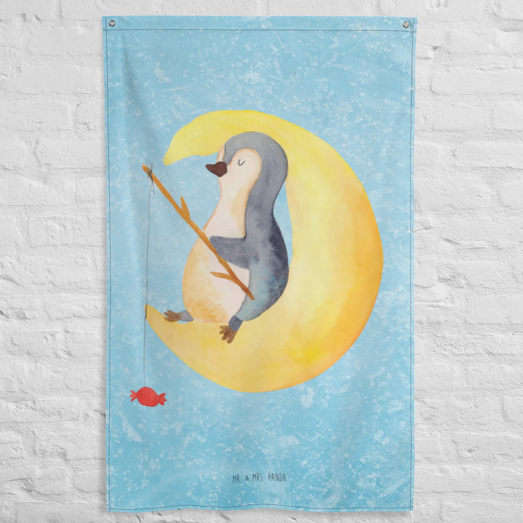 Wandteppich Pinguin Mond Wandbehang, Dekoration, Boho, Wandteppich, Wandtuch, Wanddeko, Tapisserie, Tapestry, Wandbild, Textil-Kunst, Schmuck-Wandbehang, Wand Deko, Kinderzimmer, Kinderzimmer Wand, Kinderzimmer Deko, Kinderzimmer Wanddeko, Pinguin, Pinguine, Spruch, schlafen, Nachtruhe, Einschlafen, Schlafzimmer, Schlafstörungen, Gästezimmer