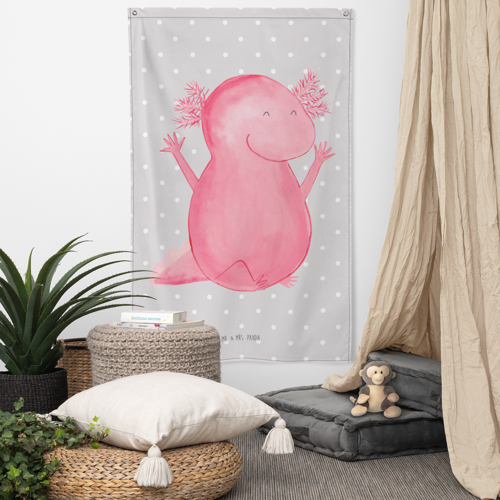 Wandteppich Axolotl Hurra Wandbehang, Dekoration, Boho, Wandteppich, Wandtuch, Wanddeko, Tapisserie, Tapestry, Wandbild, Textil-Kunst, Schmuck-Wandbehang, Wand Deko, Kinderzimmer, Kinderzimmer Wand, Kinderzimmer Deko, Kinderzimmer Wanddeko, Axolotl, Molch, Axolot, Schwanzlurch, Lurch, Lurche, fröhlich, Spaß, Freude, Motivation, Zufriedenheit