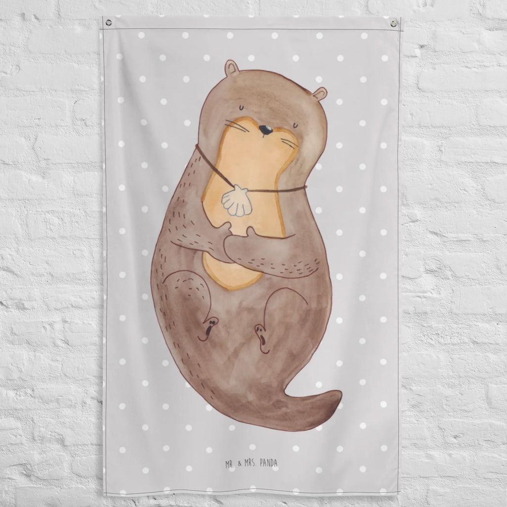 Wandteppich Otter mit Muschelmedaillon Wandbehang, Dekoration, Boho, Wandteppich, Wandtuch, Wanddeko, Tapisserie, Tapestry, Wandbild, Textil-Kunst, Schmuck-Wandbehang, Wand Deko, Kinderzimmer, Kinderzimmer Wand, Kinderzimmer Deko, Kinderzimmer Wanddeko, Otter, Fischotter, Seeotter, Otterliebe, grübeln, träumen, Motivation, Tagträumen, Büro