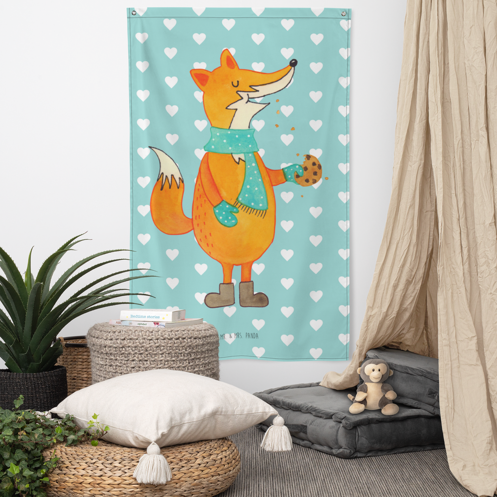 Wandteppich Fuchs Keks Wandbehang, Dekoration, Boho, Wandteppich, Wandtuch, Wanddeko, Tapisserie, Tapestry, Wandbild, Textil-Kunst, Schmuck-Wandbehang, Wand Deko, Kinderzimmer, Kinderzimmer Wand, Kinderzimmer Deko, Kinderzimmer Wanddeko, Fuchs, Füchse, Backen Spruch, Kekse, Winter, Weihnachtszeit, Plätzchen, Liebe, Küche Deko