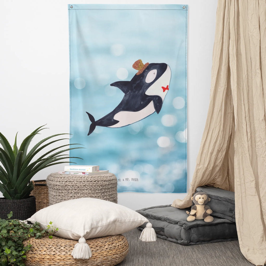 Wandteppich Orca Zylinder Wandbehang, Dekoration, Boho, Wandteppich, Wandtuch, Wanddeko, Tapisserie, Tapestry, Wandbild, Textil-Kunst, Schmuck-Wandbehang, Wand Deko, Kinderzimmer, Kinderzimmer Wand, Kinderzimmer Deko, Kinderzimmer Wanddeko, Meerestiere, Meer, Urlaub, Narwal, Glitter, Konfetti, Glitzer, Geburtstag, Feier, Fete, Fest, Glückwunsch, Orca