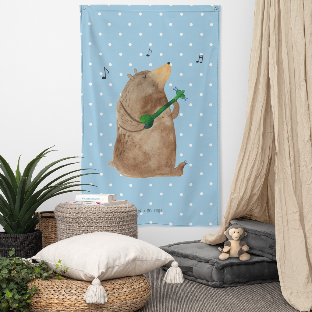 Wandteppich Bär Gitarre Wandbehang, Dekoration, Boho, Wandteppich, Wandtuch, Wanddeko, Tapisserie, Tapestry, Wandbild, Textil-Kunst, Schmuck-Wandbehang, Wand Deko, Kinderzimmer, Kinderzimmer Wand, Kinderzimmer Deko, Kinderzimmer Wanddeko, Bär, Teddy, Teddybär