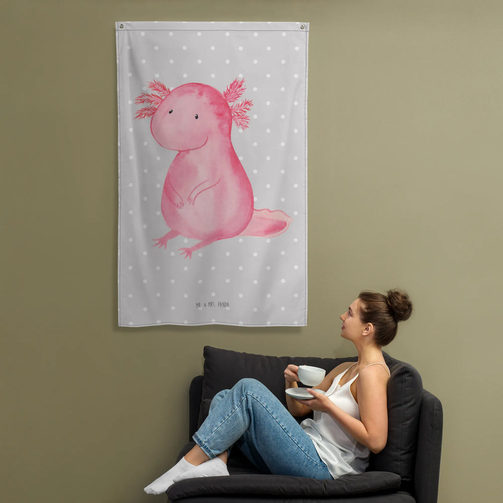 Wandteppich Axolotl Wandbehang, Dekoration, Boho, Wandteppich, Wandtuch, Wanddeko, Tapisserie, Tapestry, Wandbild, Textil-Kunst, Schmuck-Wandbehang, Wand Deko, Kinderzimmer, Kinderzimmer Wand, Kinderzimmer Deko, Kinderzimmer Wanddeko, Axolotl, Molch, Axolot, vergnügt, fröhlich, zufrieden, Lebensstil, Weisheit, Lebensweisheit, Liebe, Freundin