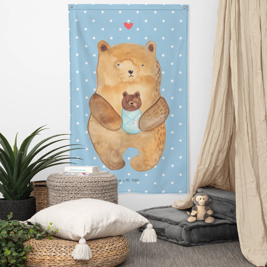 Wandteppich Bär mit Baby Wandbehang, Dekoration, Boho, Wandteppich, Wandtuch, Wanddeko, Tapisserie, Tapestry, Wandbild, Textil-Kunst, Schmuck-Wandbehang, Wand Deko, Kinderzimmer, Kinderzimmer Wand, Kinderzimmer Deko, Kinderzimmer Wanddeko, Bär, Teddy, Teddybär, Eltern, Mutter, Baby, Taufe, Geburt, Nichte, Neffe, Enkel, Enkelin, Täufling, Geburtstag, Glückwunsch