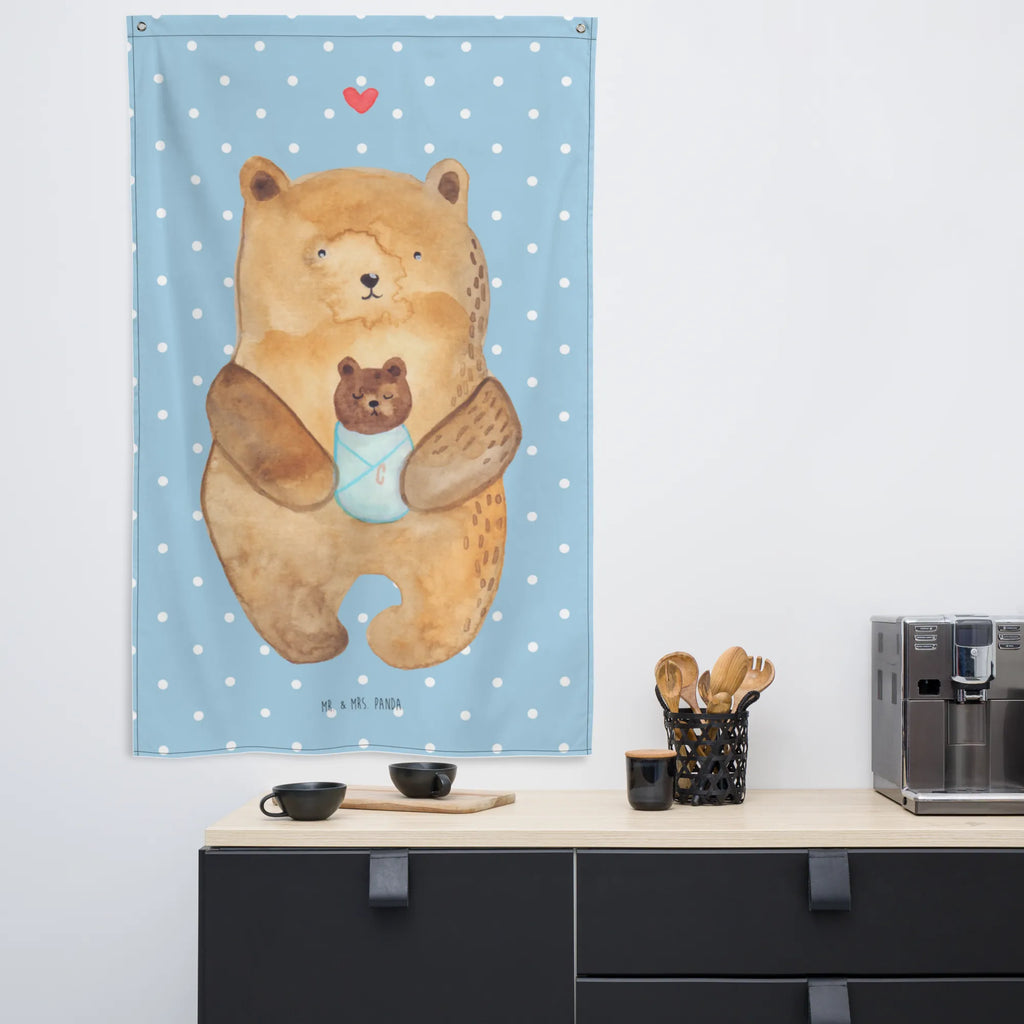 Wandteppich Bär mit Baby Wandbehang, Dekoration, Boho, Wandteppich, Wandtuch, Wanddeko, Tapisserie, Tapestry, Wandbild, Textil-Kunst, Schmuck-Wandbehang, Wand Deko, Kinderzimmer, Kinderzimmer Wand, Kinderzimmer Deko, Kinderzimmer Wanddeko, Bär, Teddy, Teddybär, Eltern, Mutter, Baby, Taufe, Geburt, Nichte, Neffe, Enkel, Enkelin, Täufling, Geburtstag, Glückwunsch