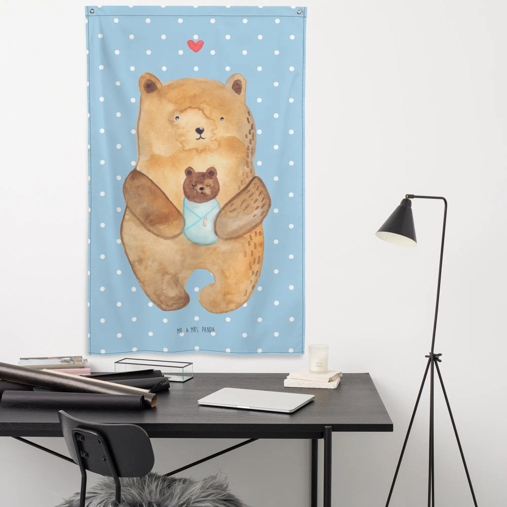 Wandteppich Bär mit Baby Wandbehang, Dekoration, Boho, Wandteppich, Wandtuch, Wanddeko, Tapisserie, Tapestry, Wandbild, Textil-Kunst, Schmuck-Wandbehang, Wand Deko, Kinderzimmer, Kinderzimmer Wand, Kinderzimmer Deko, Kinderzimmer Wanddeko, Bär, Teddy, Teddybär, Eltern, Mutter, Baby, Taufe, Geburt, Nichte, Neffe, Enkel, Enkelin, Täufling, Geburtstag, Glückwunsch