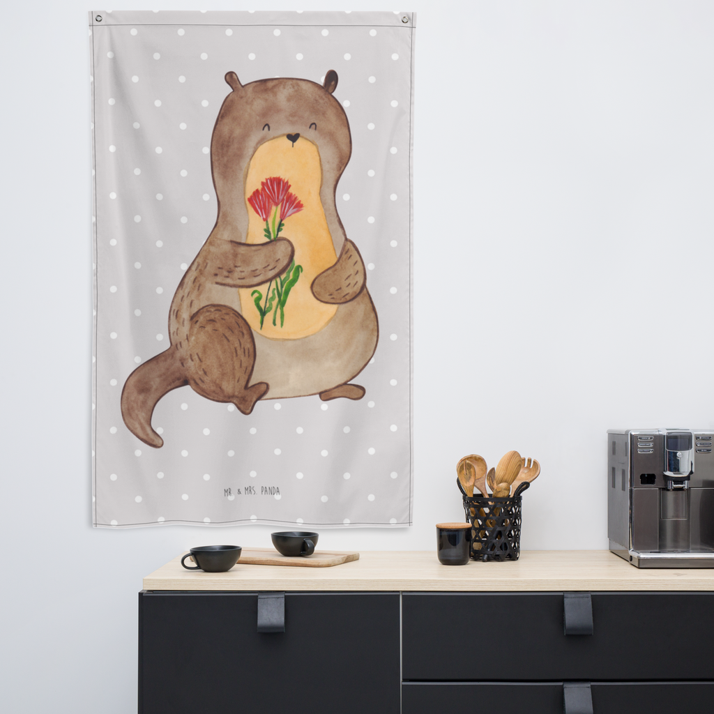 Wandteppich Otter Blumenstrauß Wandbehang, Dekoration, Boho, Wandteppich, Wandtuch, Wanddeko, Tapisserie, Tapestry, Wandbild, Textil-Kunst, Schmuck-Wandbehang, Wand Deko, Kinderzimmer, Kinderzimmer Wand, Kinderzimmer Deko, Kinderzimmer Wanddeko, Otter, Fischotter, Seeotter, Otter Seeotter See Otter