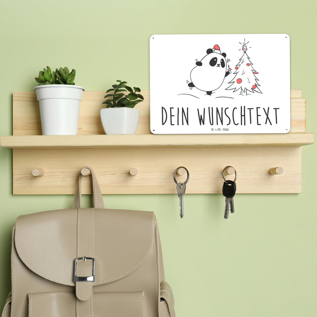 Personalisiertes Blechschild Panda Weihnachtszeit Blechschild, Metallschild, Geschenk Schild, Schild, Magnet-Metall-Schild, Deko Schild, Wandschild, Wand-Dekoration, Türschild