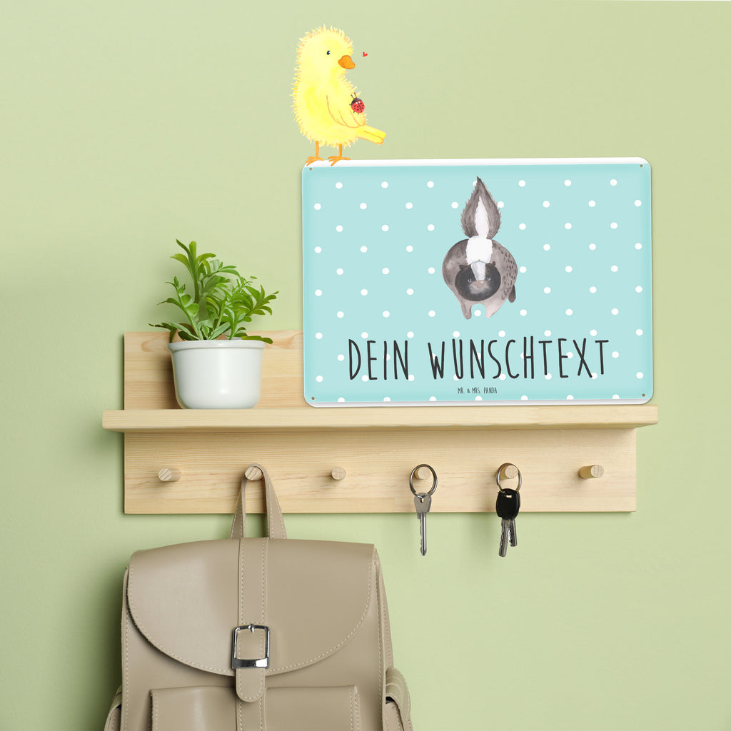 Personalisiertes Blechschild Stinktier Angriff Blechschild, Metallschild, Geschenk Schild, Schild, Magnet-Metall-Schild, Deko Schild, Wandschild, Wand-Dekoration, Türschild, Stinktier, Skunk, Wildtier, Raubtier, Stinker, Stinki, wütend, Drohung